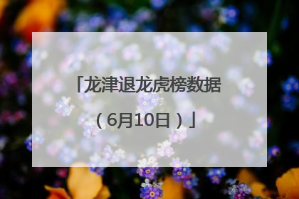 龙津退龙虎榜数据（6月10日）