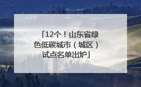 12个！山东省绿色低碳城市（城区）试点名单出炉